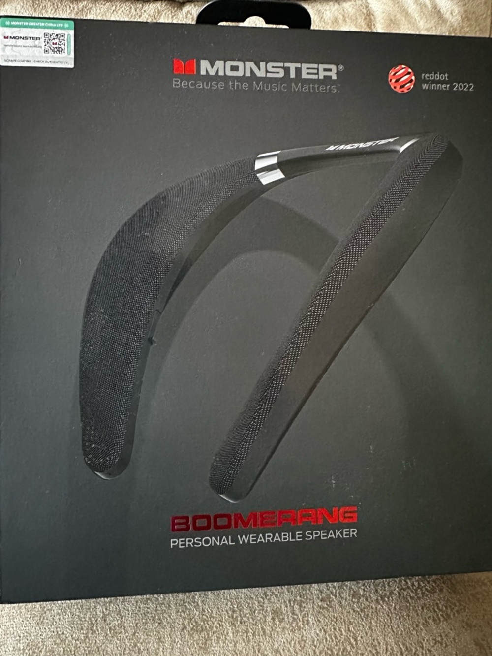 Monster Boomerang Personal Wearable Speaker - Black